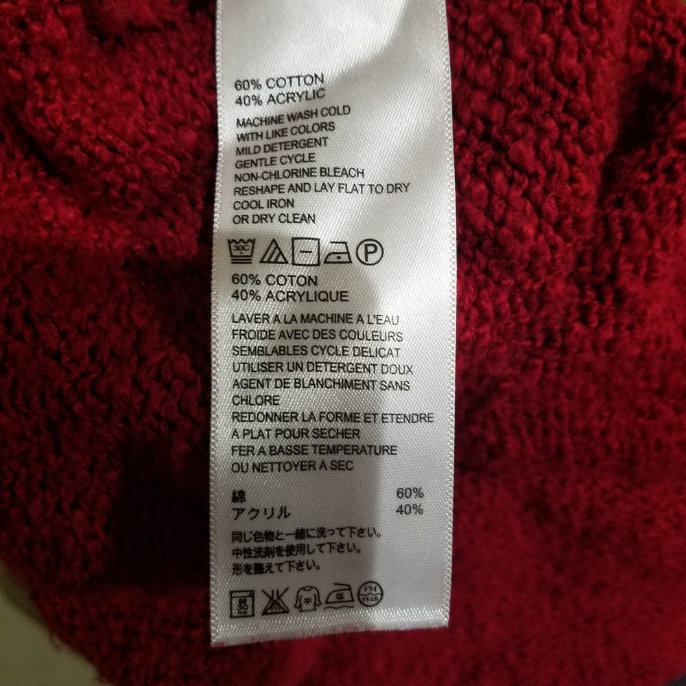 Tommy Bahama Sweater Red Nubby V-neck Split Hem - Picture 2 of 6